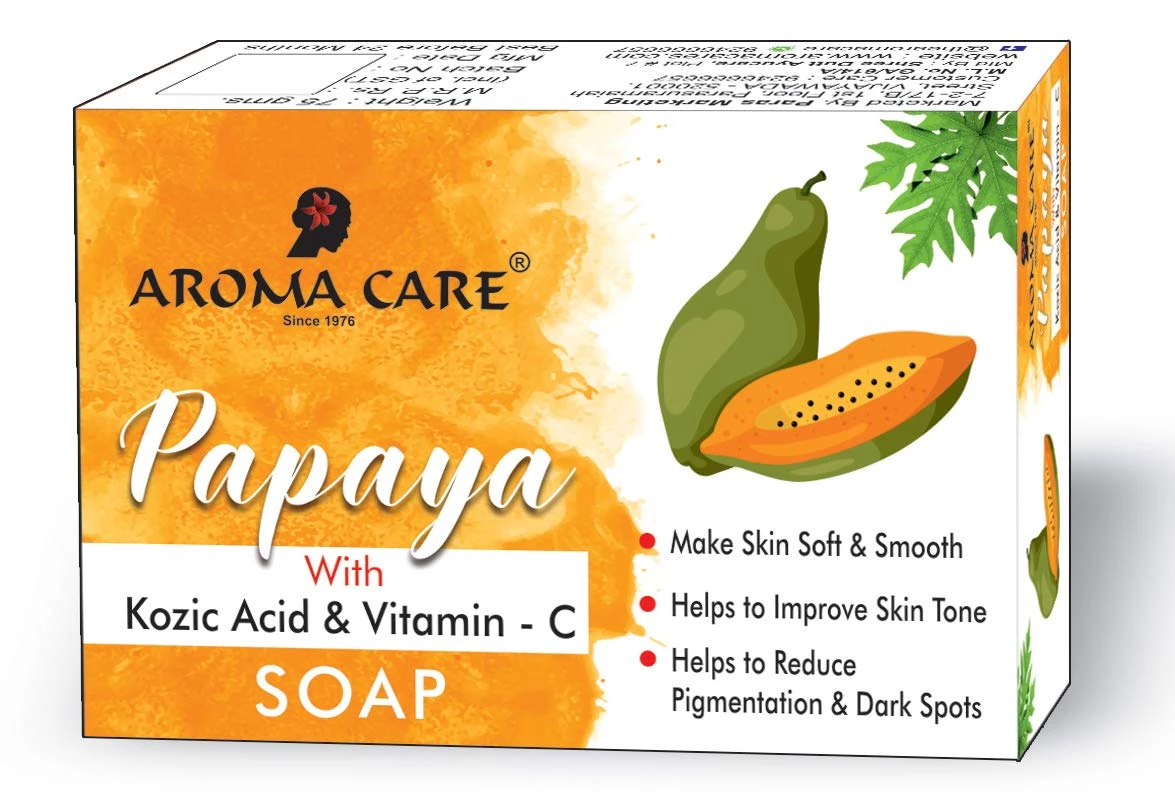 Aroma Care Papaya with Kozic Acid Vitamin C Skin Whitening Soap, 75 g-1.webp